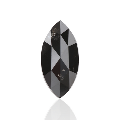 1.28 Carat 11 X 5.4 X 2.6 MM Fancy Black Marquise Rose Cut Salt and Pepper Diamond - Blackdiamond