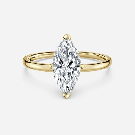 Deltic Marquise Solitaire Engagement Ring 14K / 18K Solid Gold