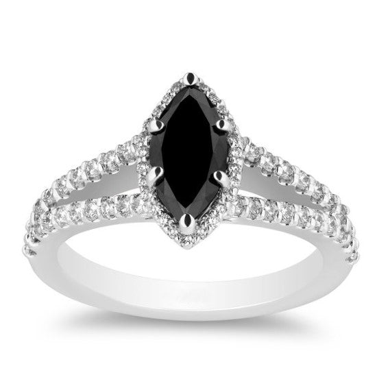 The Lana Marquise Black and White Diamond Ring - Blackdiamond