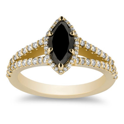 The Lana Marquise Black and White Diamond Ring - Blackdiamond