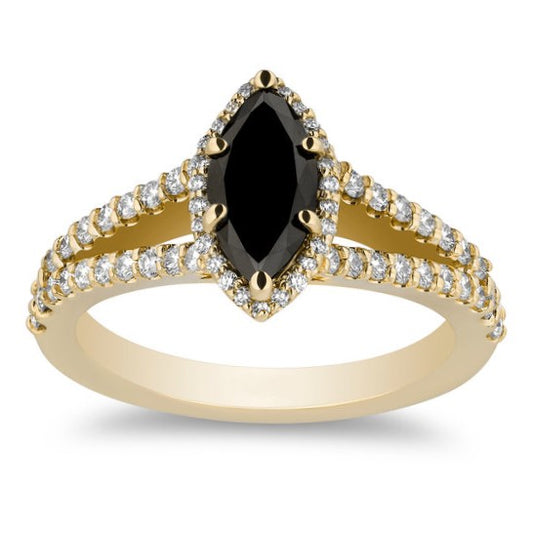 The Lana Marquise Black and White Diamond Ring - Blackdiamond