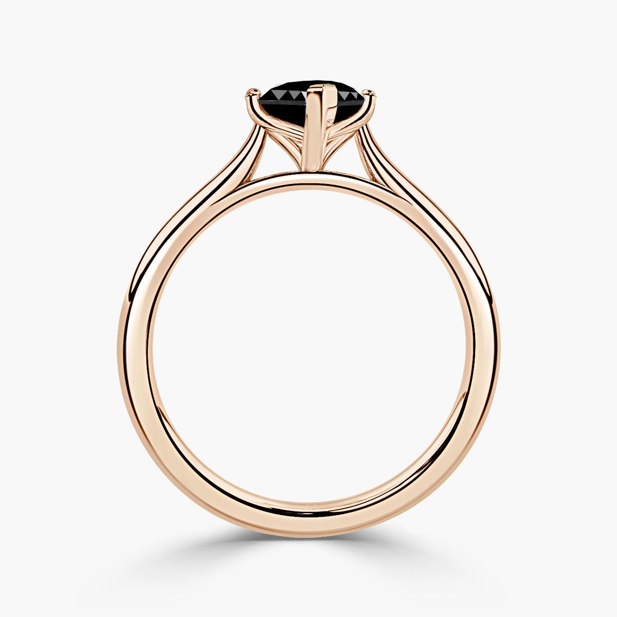 Odette 14k Rose Gold Solitaire Marquise Natural Black Diamond Ring - Blackdiamond