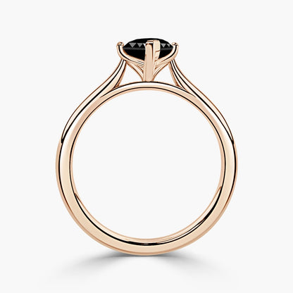 Odette 14k Rose Gold Solitaire Marquise Natural Black Diamond Ring - Blackdiamond