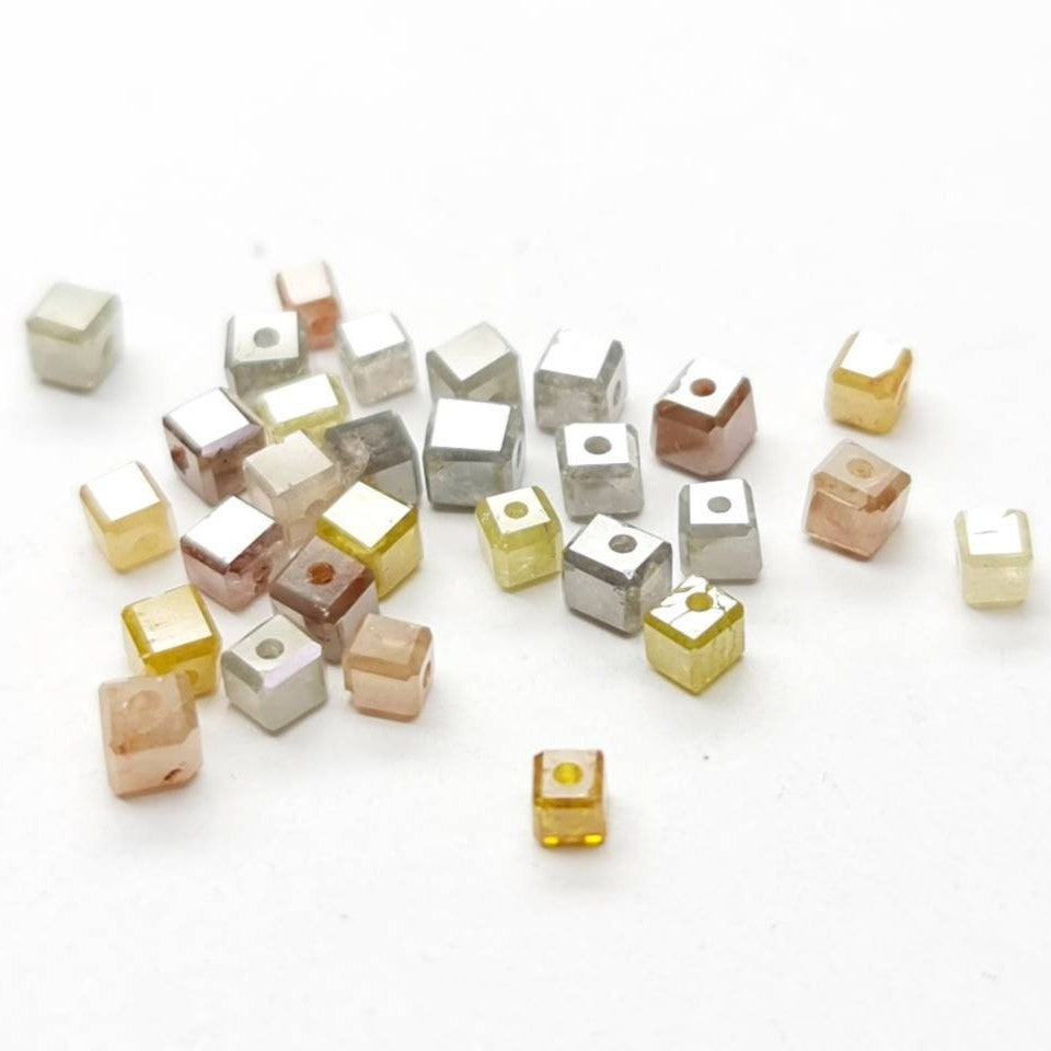 2 Carat Diamond Beads Drilled Polished Color Cubes