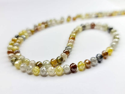 30 Carat Natural Multi Color Round Diamond Beads Necklace With Silver Clap SDB01 - Blackdiamond