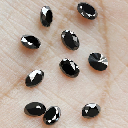 1.84 Carat 4 MM Brilliant Cut Black Diamond Natural Loose Oval Shape Diamond Lot For Jewelry Design - Blackdiamond