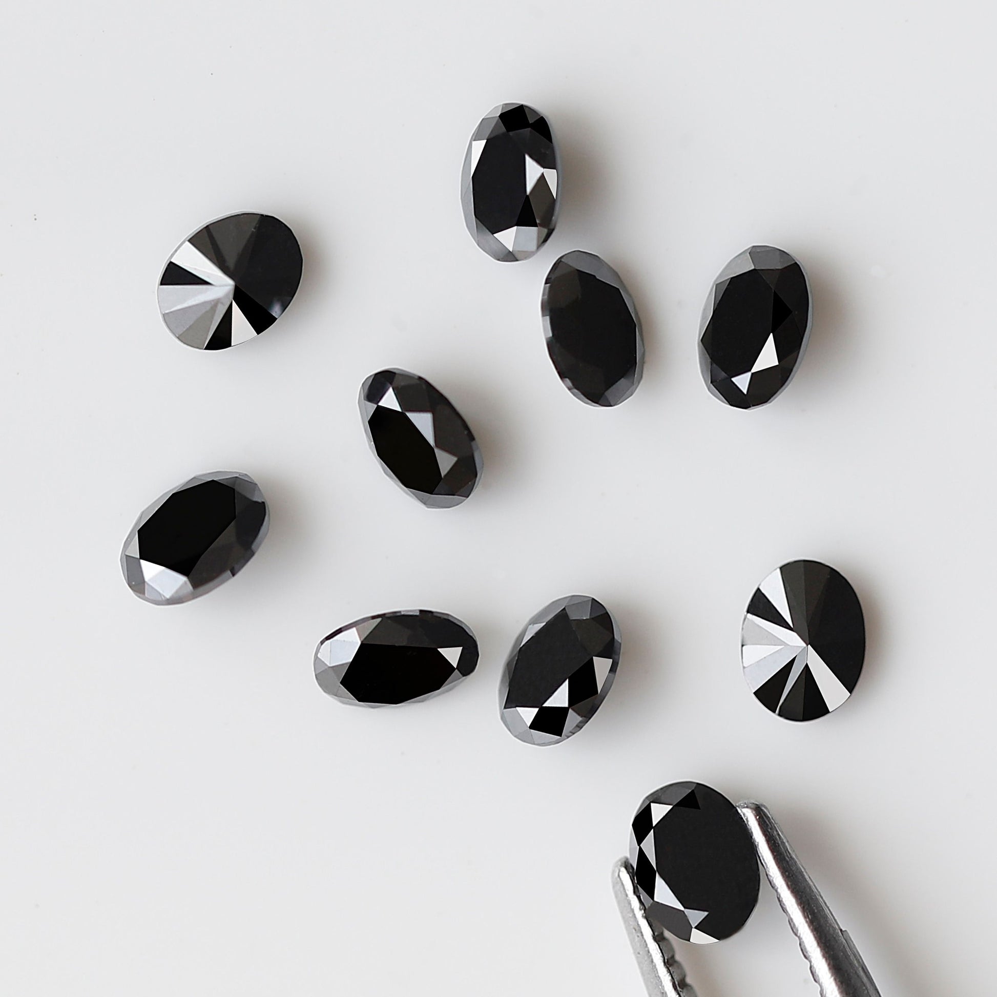 1.84 Carat 4 MM Brilliant Cut Black Diamond Natural Loose Oval Shape Diamond Lot For Jewelry Design - Blackdiamond