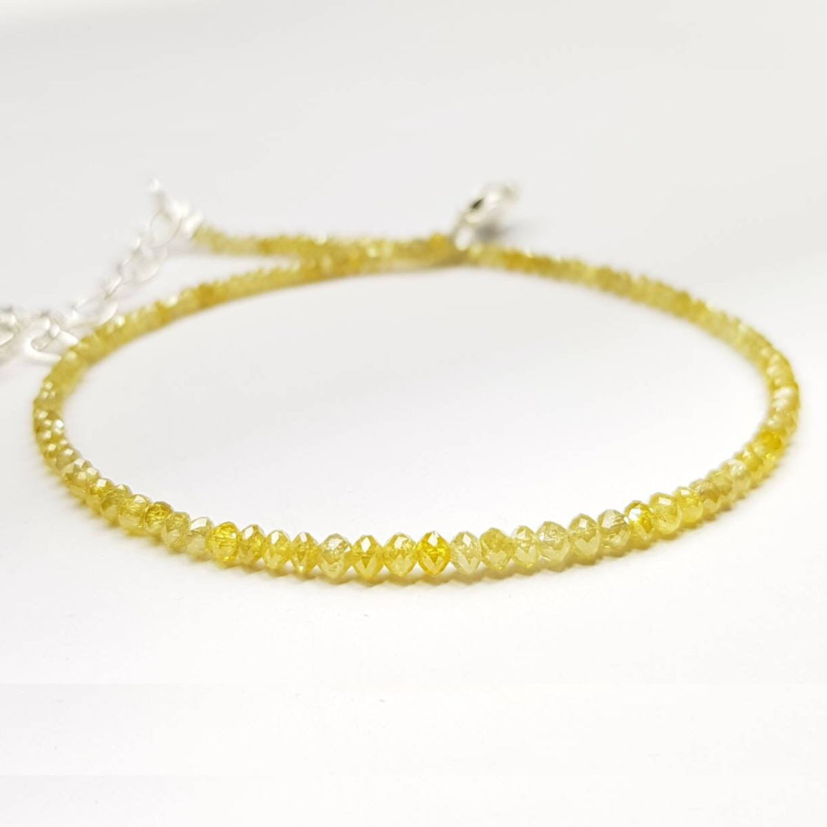 Diamond Beads 9 Carat Natural Yellow Beads Necklace Wt Silver Clap Anniversary Gift