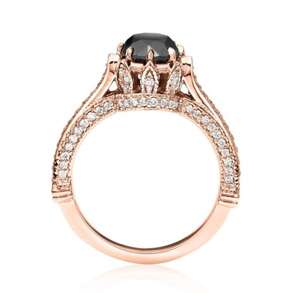 Real Black and White Diamond Ring 14K Yellow Gold - Blackdiamond