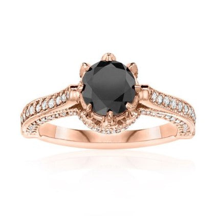 Real Black and White Diamond Ring 14K Yellow Gold - Blackdiamond