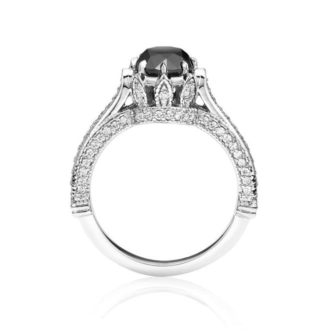 Real Black and White Diamond Ring 14K Yellow Gold - Blackdiamond