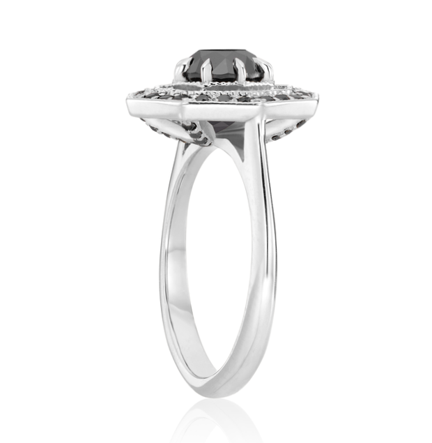 The Octa Black and White Diamond Ring 14k Rose Gold - Blackdiamond