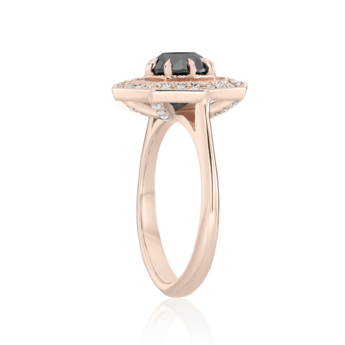 The Octa Black and White Diamond Ring 14k Rose Gold - Blackdiamond