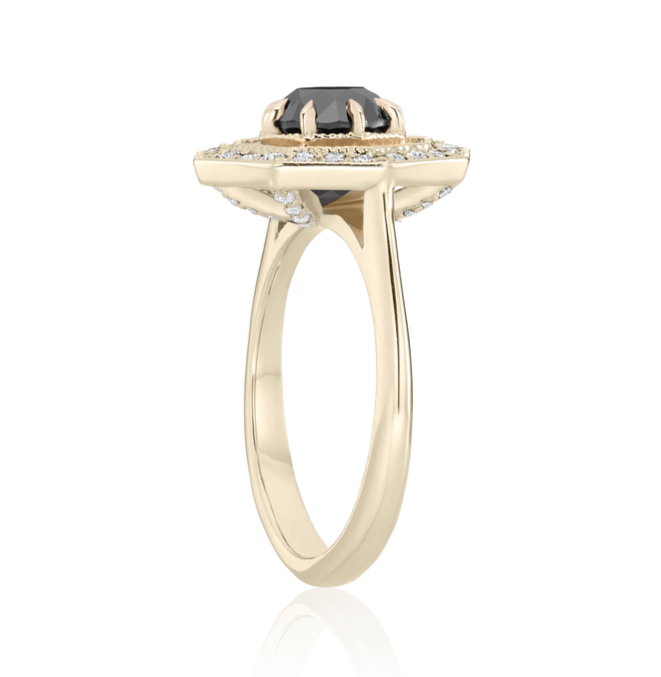 The Octa Black and White Diamond Ring 14k Rose Gold - Blackdiamond