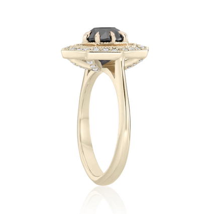 The Octa Black and White Diamond Ring 14k Rose Gold - Blackdiamond