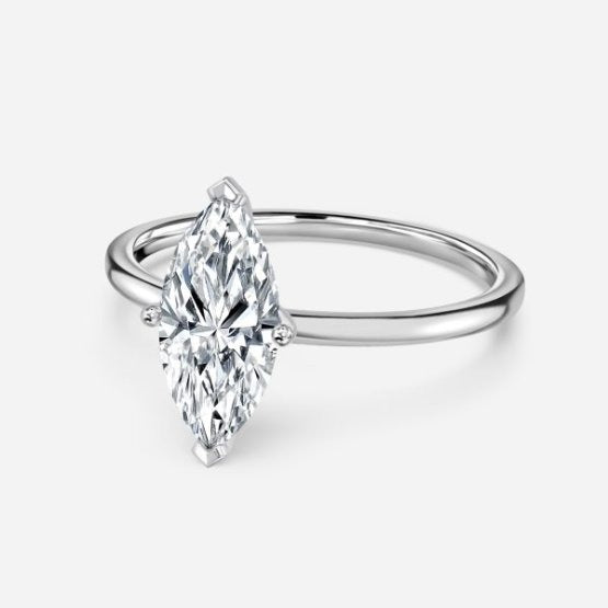 Deltic Marquise Solitaire Engagement Ring 14K / 18K Solid Gold