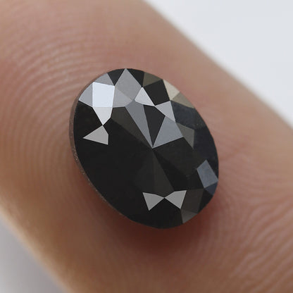 3 Carat Oval Cut Natural Loose Diamond 9 MM Black Diamond For Engagement Ring - Blackdiamond