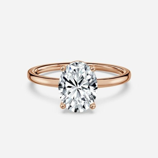 Deltic Oval Solitaire Engagement Ring 14K / 18K Solid Gold