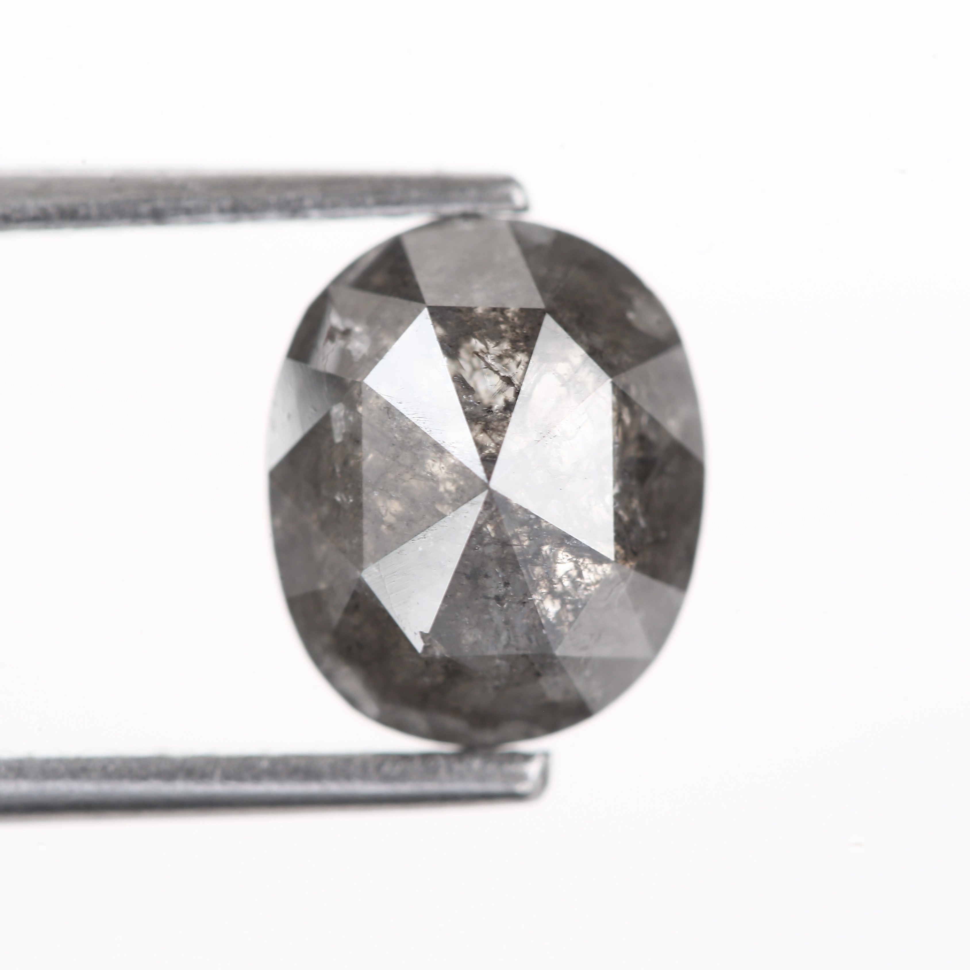 1.70 Carat Oval Rose Cut Natural Loose Salt and Pepper Diamond 8.20 MM