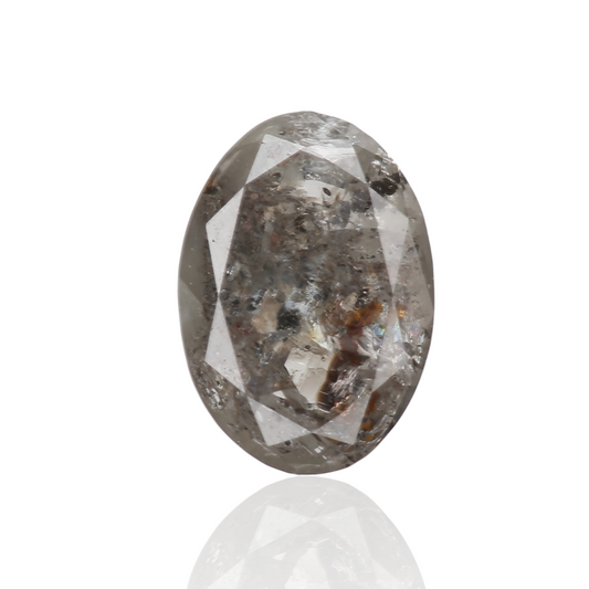 0.92 Carat 7.30 X 5.20 X 2.90 MM Natural Diamond Oval Rose Cut Fancy Gray Design Salt and Pepper Diamond Engagement Rings