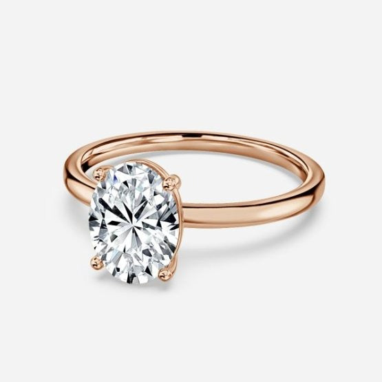 Deltic Oval Solitaire Engagement Ring 14K / 18K Solid Gold