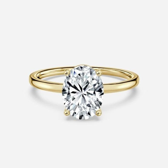 Deltic Oval Solitaire Engagement Ring 14K / 18K Solid Gold