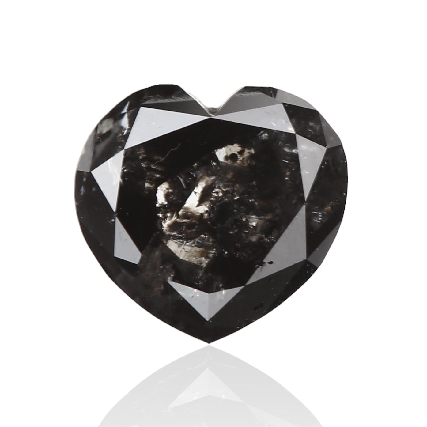 0.60 Carat 5.35 X 5.20 X 2.70 MM Natural Heart Rose Cut Fancy Black Salt and Pepper Diamond - Blackdiamond