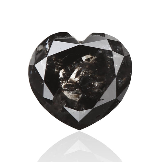 0.60 Carat 5.35 X 5.20 X 2.70 MM Natural Heart Rose Cut Fancy Black Salt and Pepper Diamond