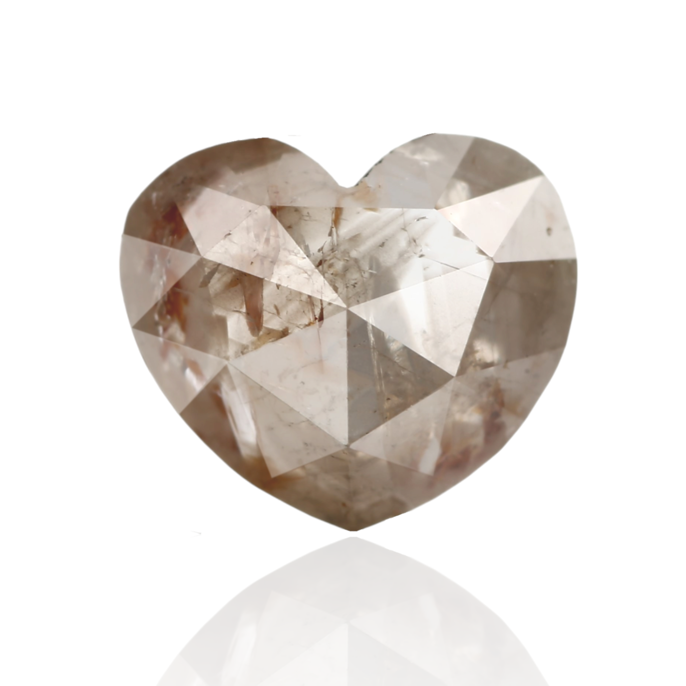 1.02 Carat 7 X 6.1 X 2.9 MM Natural Heart Rose Cut Fancy Peach Pink Salt and Pepper Diamond - Blackdiamond