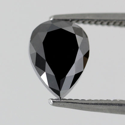 1.61 Carat 8 MM Pear Shape Loose Black Diamond For Pendant Necklace And Engagement Ring - Blackdiamond