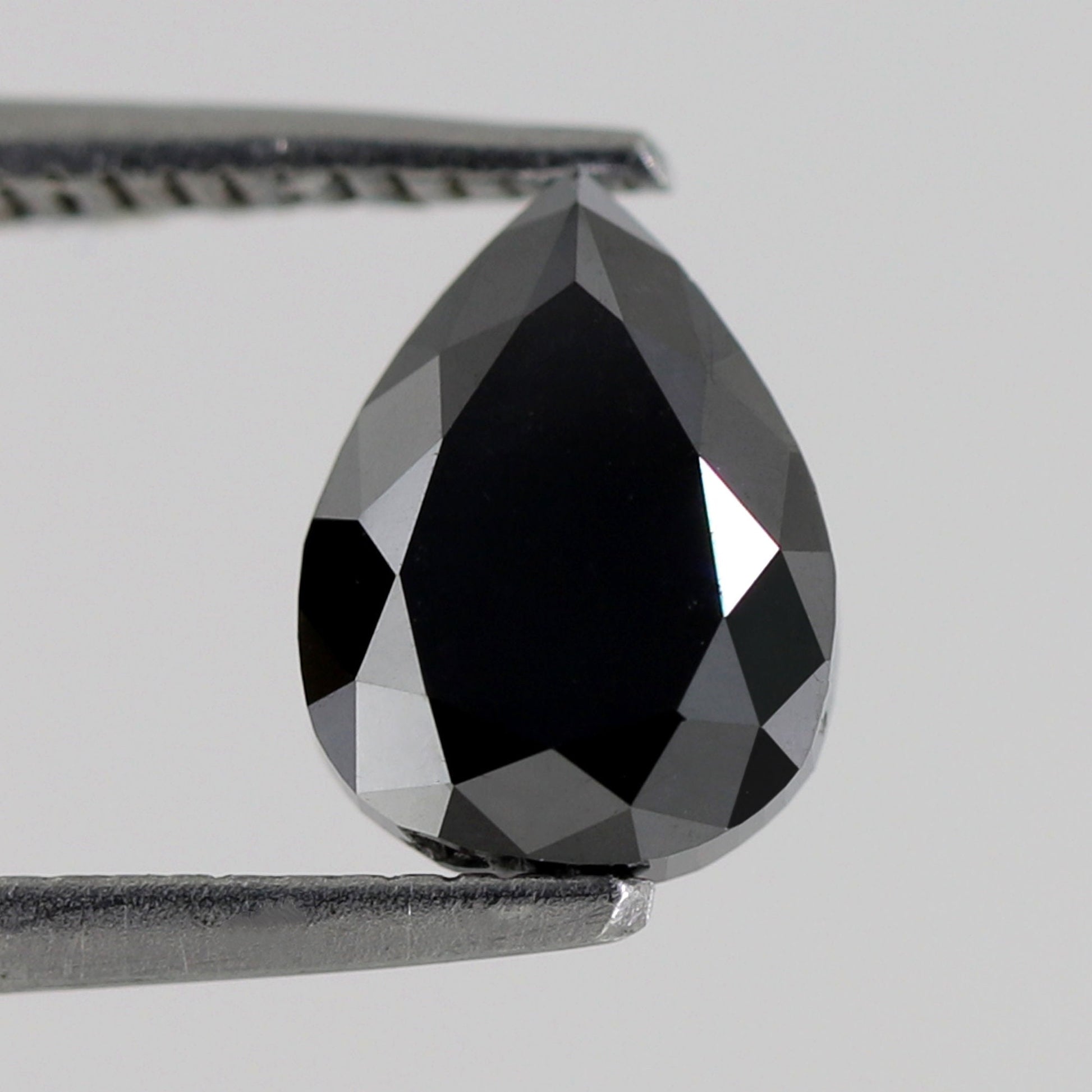 1.61 Carat 8 MM Pear Shape Loose Black Diamond For Pendant Necklace And Engagement Ring - Blackdiamond