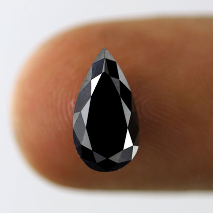 Elongated Pear Shape Diamond Heated Black Color 2.79 Carat Loose Natural Ethically Sourced AAA Quality Black Diamond Pendant - Blackdiamond