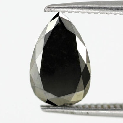 1 Carat Stunning Pear Shape Polished Heated Black Color Natural Loose Faceted Diamond For Making Engagement Ring - Blackdiamond