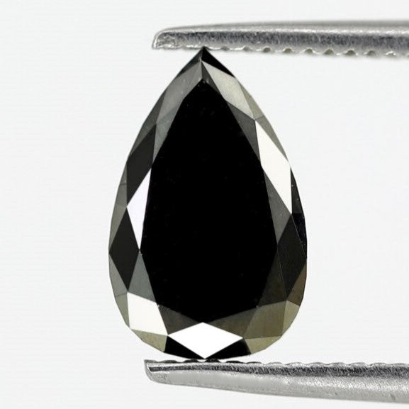 1 Carat Stunning Pear Shape Polished Heated Black Color Natural Loose Faceted Diamond For Making Engagement Ring - Blackdiamond