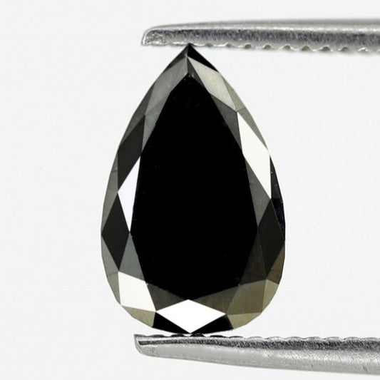 1 Carat Stunning Pear Shape Polished Heated Black Color Natural Loose Faceted Diamond For Making Engagement Ring
