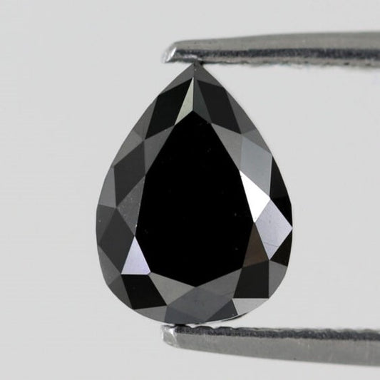 1.61 Carat 8 MM Pear Shape Loose Black Diamond For Pendant Necklace And Engagement Ring