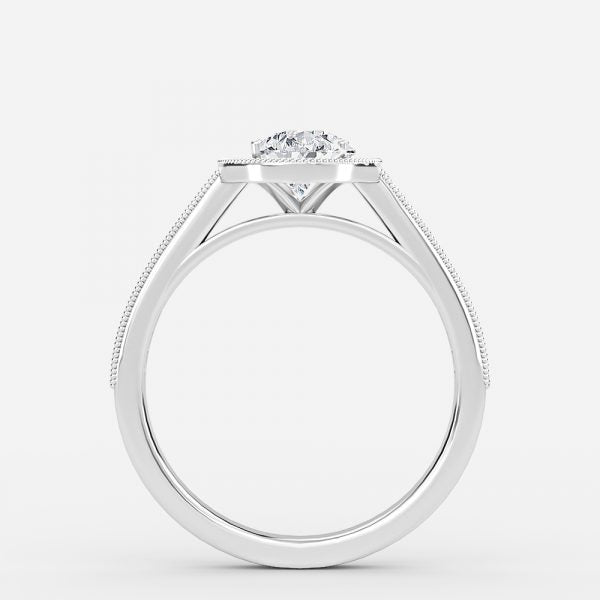 Flswin Pear Halo Engagement Ring 14K / 18K Solid Gold