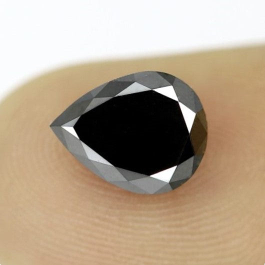 2.28 Carat Sparkling Pear Shape Polished Natural Loose Diamond Treated Black Color Ideal For Making Handmade Custom Design Ring - Blackdiamond