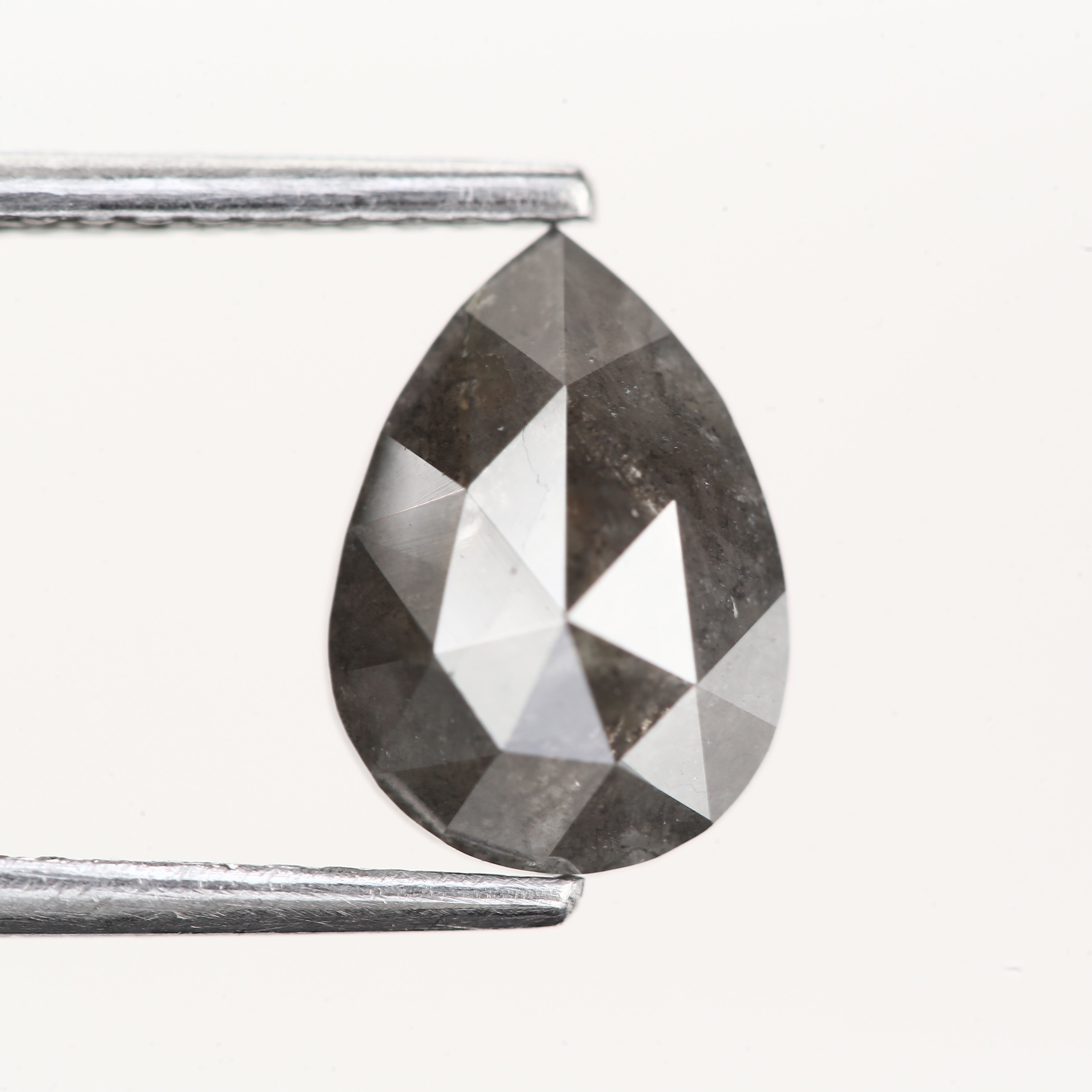 1.55 Carat Natural Pear Loose Rose Cut Salt and Pepper Diamond 9 MM