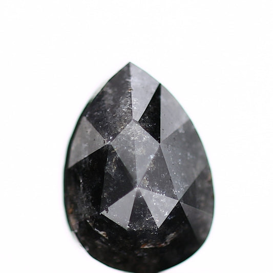 1.22 Carat Natural Pear Rose Cut Black Salt and Pepper Diamond SDM163