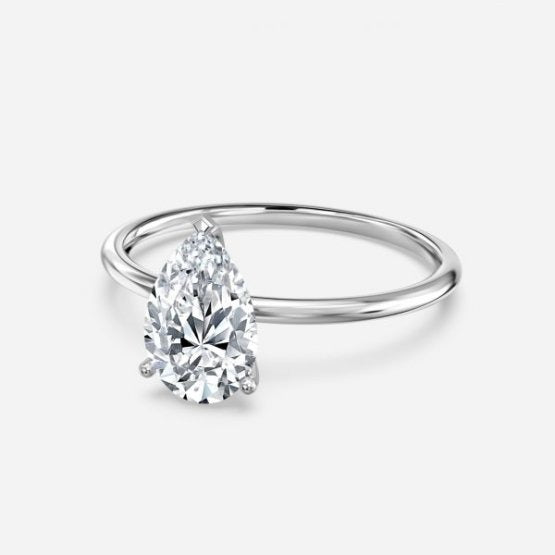 Bdaya Pear Solitaire Engagement Ring 14K / 18K Solid Gold