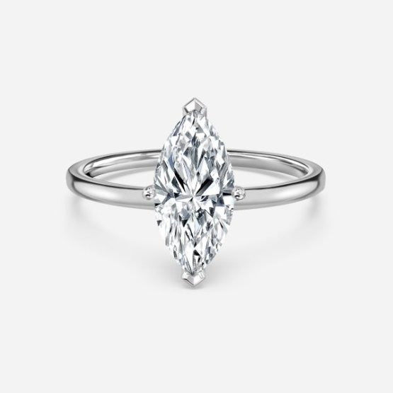 Deltic Marquise Solitaire Engagement Ring 14K / 18K Solid Gold
