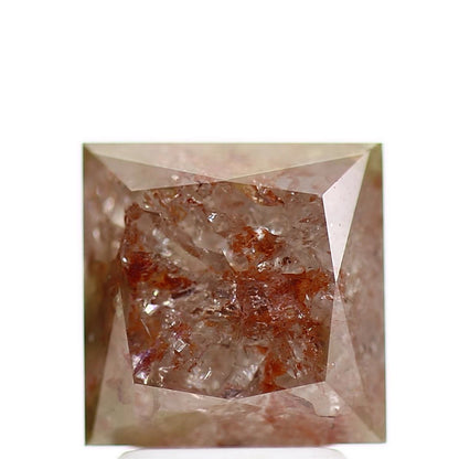 4.38 Carat 7.70 MM Natural Pink Hue Princess Salt and Pepper Diamond