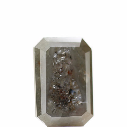 4.51 Carat 11.26 MM Natural Rustic Emerald Cut Gray Diamond