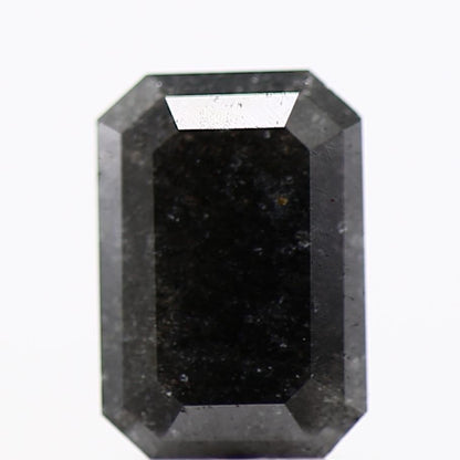 0.98 Carat 7.10 MM Fancy Black Emerald Cut Salt and Pepper Diamond