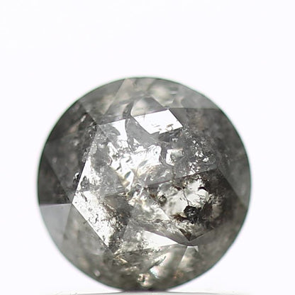 0.83 Carat 5.6 MM Natural Fancy Gray Rose Cut Salt and Pepper Diamond