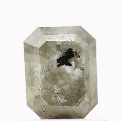 0.96 Carat 5.78 MM Natural Icy Gray Emerald Shape Loose Diamond