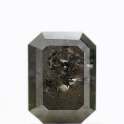 1.15 Carat 6.02 MM Natural Gray Emerald Cut Salt and Pepper Diamond