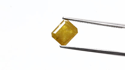 1.78 Carat 7.7 MM Rustic Yellow Emerald Cut Salt and Pepper Diamond