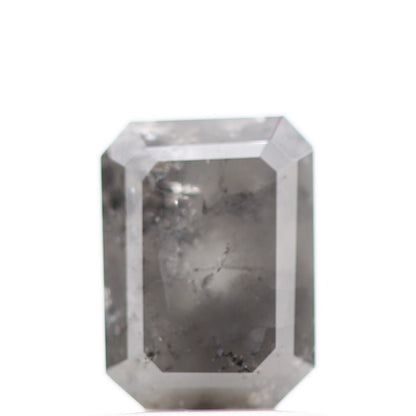 1.06 Carat 6.59 MM Natural Emerald Cut Gray Salt and Pepper Diamond